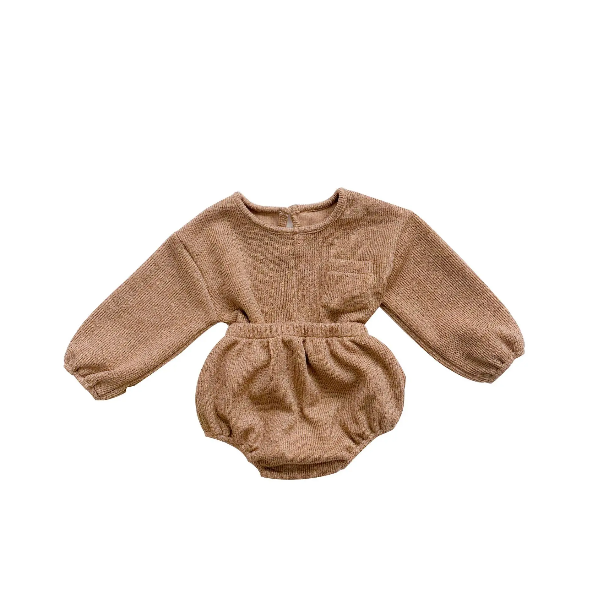 

Kids Clothes Set 2020 Baby Boys Girls Long Sleeve Outfits Spring Autumn Solid Color Cotton Knitted Tops Shorts Newborn Set 0-3 T