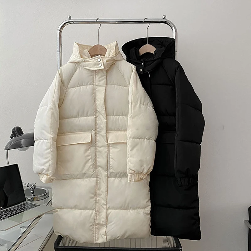 

KBAT 2022 Толстая парка, женский пуховик с капюшоном, зимнее теплое пальто, длинная куртка с хлопковой подкладкой, повседневная верхняя одежда