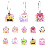 disney colorful hand painted characters keychains acrylic doll single sided printing pendant key chain boys men jewelry fsd446