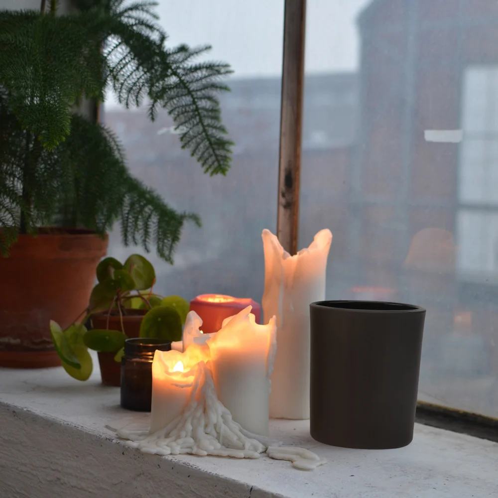 

4Pcs Glass Candle Cup Simple Home Candlestick Dining Table Decoration Black