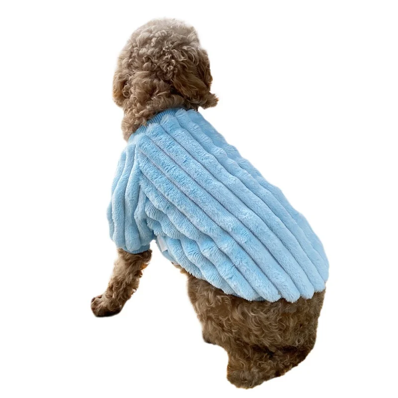 

Pet Dogs Autumn Spring Clothes Thickened Cashmere Stripe Warm Costume Puppies Autumn Winter Coats