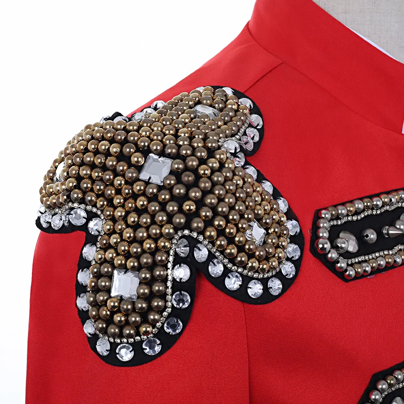 Женский сценический костюм мужской в панк-стиле Singer красная черная белая куртка