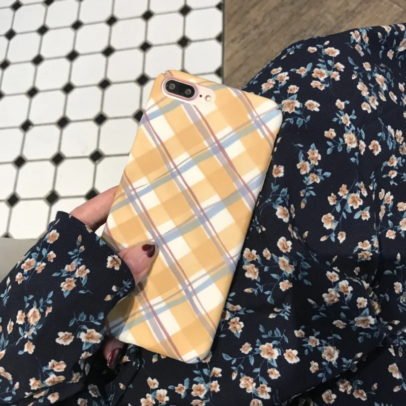 Одежда в Корейском стиле для девочек простые решетки чехол телефона iPhone11 X XS XR XSMax