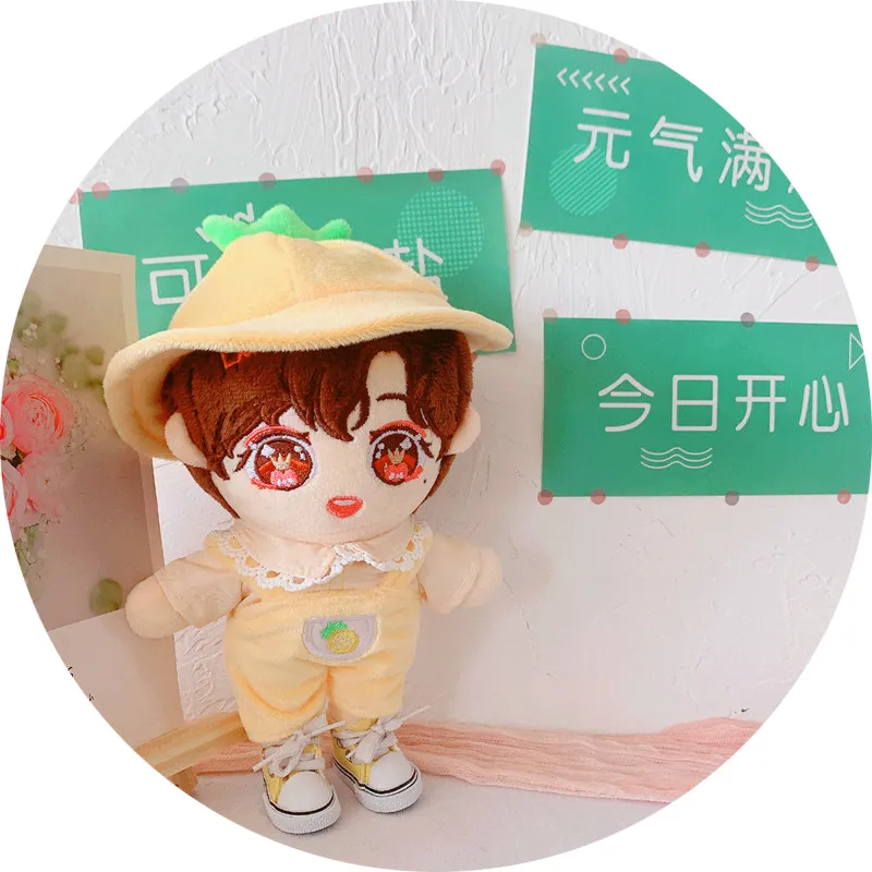 

Pineapple Hat Bib Suit 20cm Doll Clothes Star Idol Plush Doll Cotton Dress Up Clothes
