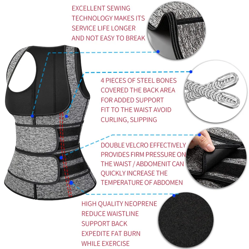

Women Waist Trainer Vest Neoprene Body Shaper Sauna Sweat Suit Slimming Sheath Fitness Workout Corset Top Shapewear Trimmer Belt