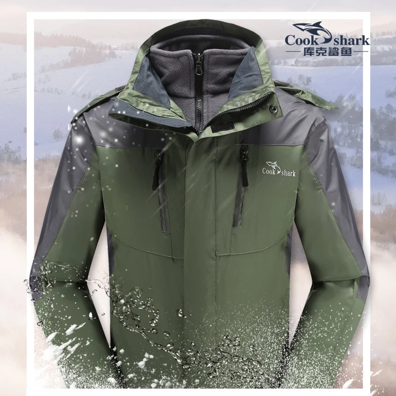 Cook Shark 2020 outdoor jacket men's velvet padded windbreaker men's fashion jacket autumn and winter clothing