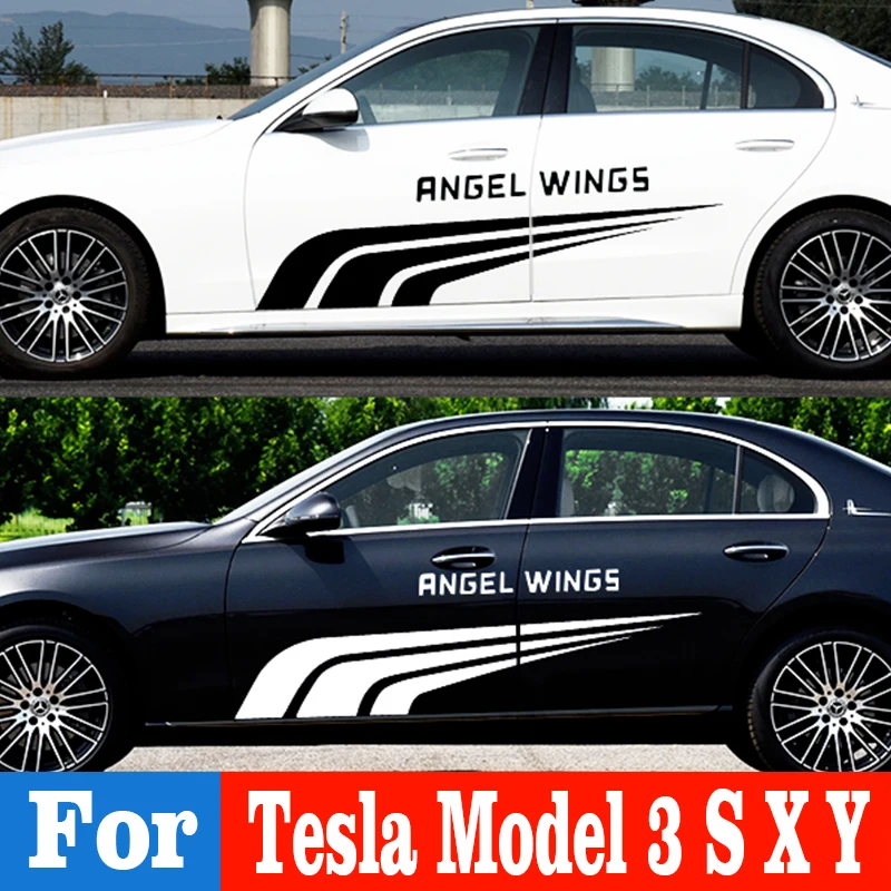 

Автомобильная виниловая самоклеящаяся наклейка для Tesla Model 3 Y, аппликация для боковой двери автомобиля, водонепроницаемая, неэкранная, модн...