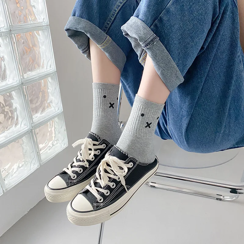 

Носки мужские/женские хлопковые, забавные модные спортивные в японском стиле Харадзюку, черные белые, унисекс, летние