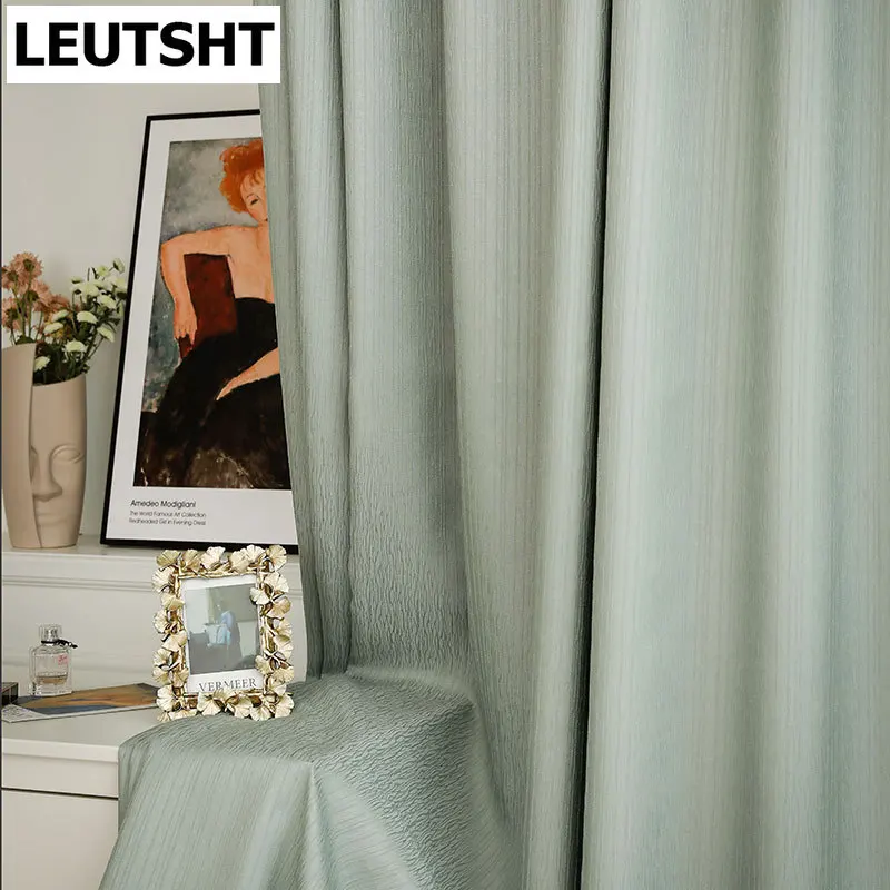 

New Modern Curtains for Living Dining Room Bedroom Jacquard Glacier Pattern Fabric Nordic Light Luxury Curtain French Window