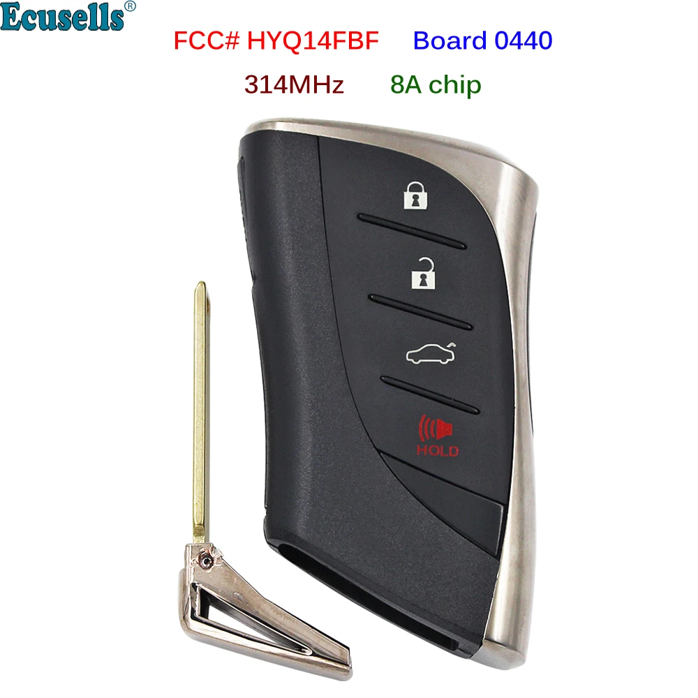 

4 Buttons 314 MHz 8A Chip Prox Smart Remote Key Fob for Lexus ES300H ES350 LS500 LS500H FCC ID HYQ14FBF Board 0440