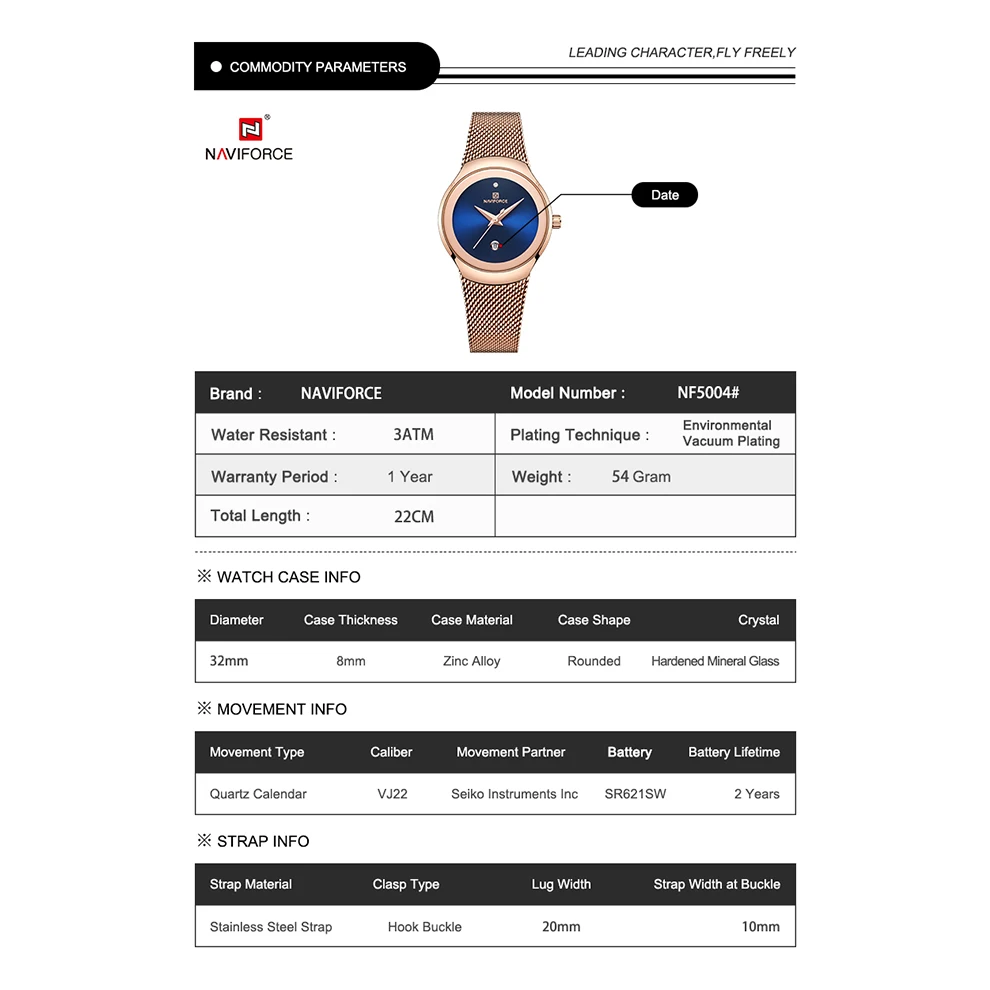 

NAVIFORCE Women Watches Simple Luxury Quartz Waterproof Clock Wristwatch Female Fashion Rose gold ladies Watch Relogio Feminino