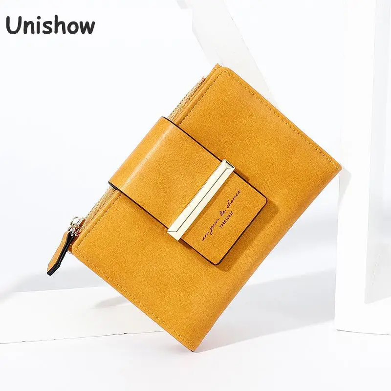 Unishow многофункциональный кошелек для женщин маленький женский кошелек короткий брендовый дизайнерский женский кошелек желтый женский кошелек для девушек с карманом для монет
