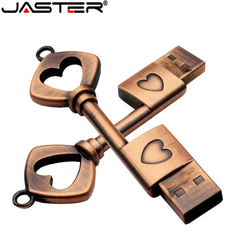 JASTER металлический медный usb флеш накопитель с сердечком 4 ГБ 8 16 32 64 Гб карта памяти