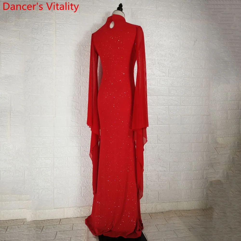 Зимняя одежда для танца живота занятий танцами с алмазным вырезом длинный рукав