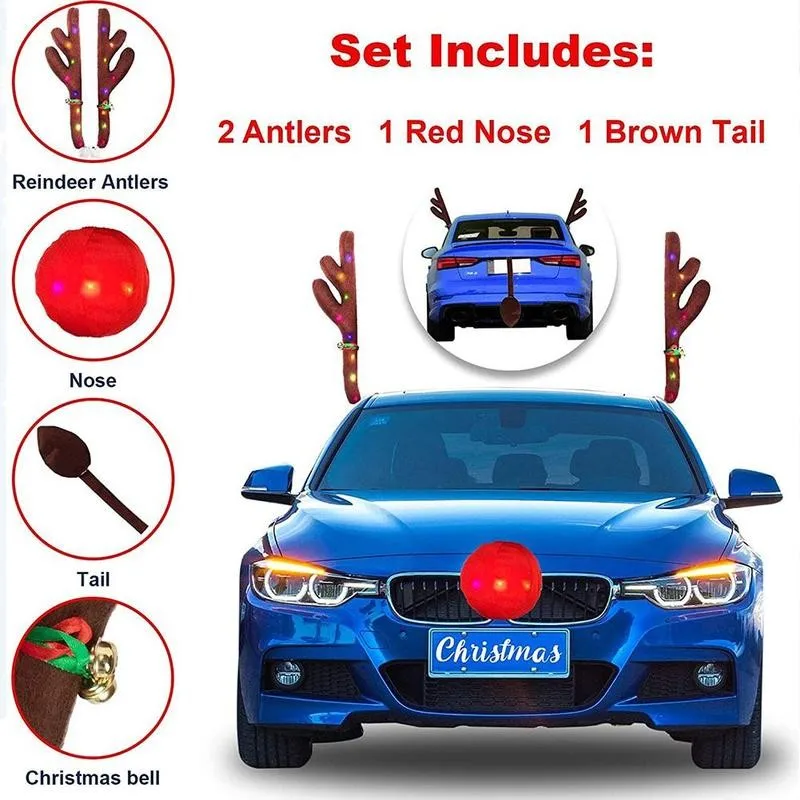 LED Christmas Car Reindeer Antler Decoration Fit Nose For All And Types Tail G6Q0 | Автомобили и мотоциклы