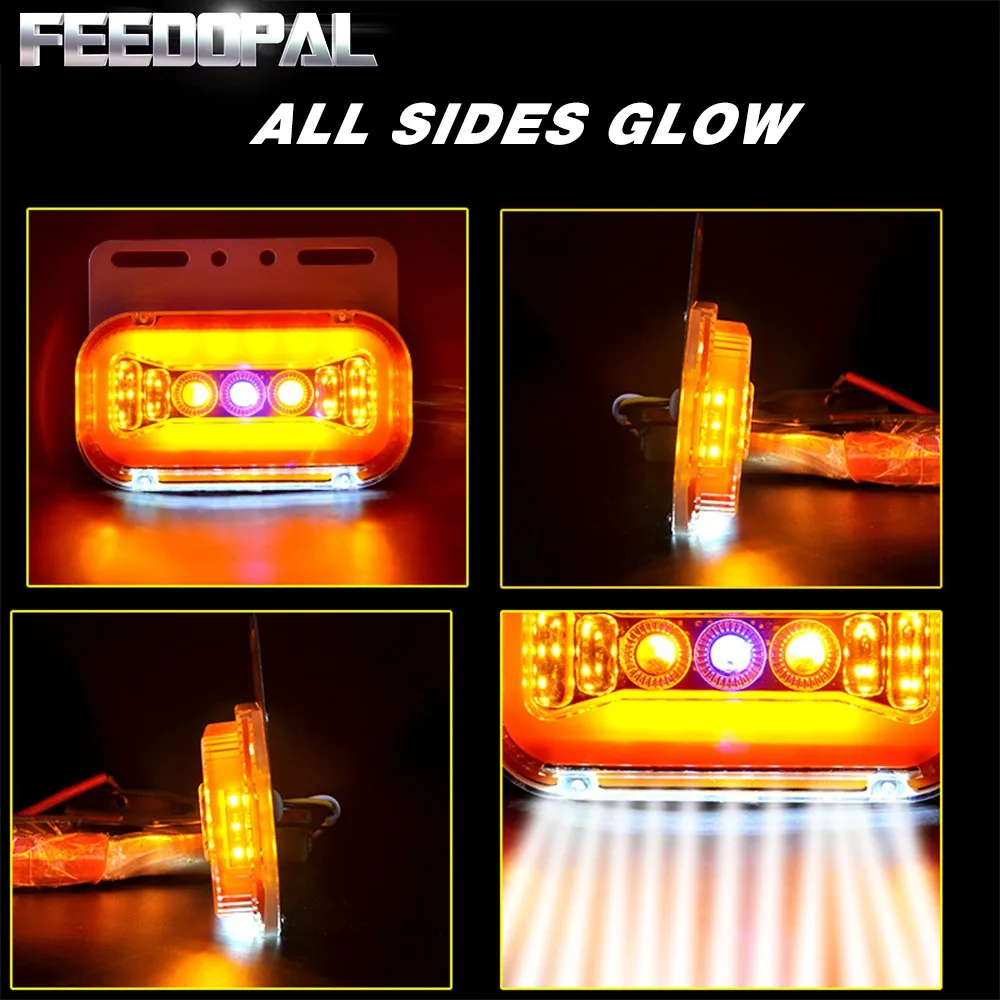 FEEDOPAL 10 шт 24V 37LED синий 6D стробоскоп Боковой габаритный фонарь светильник сбоку