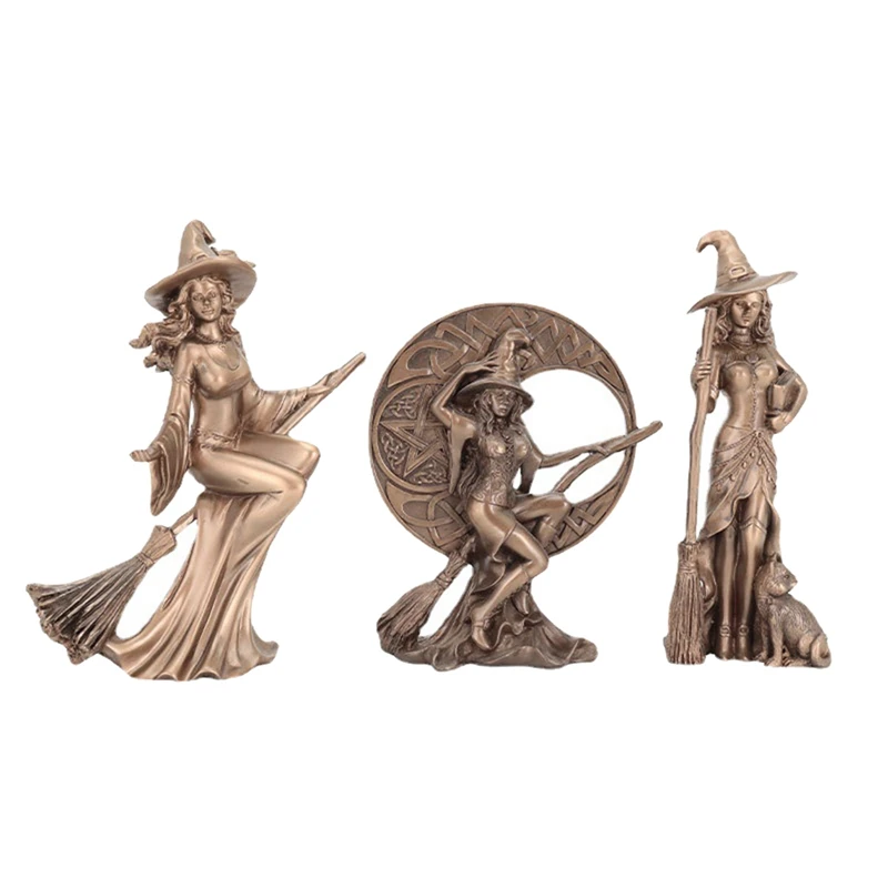

3Pcs/Set Retro Witch Statue Craft Hook Accessories Desk Kids Room Decor Fairy Garden Sculpture