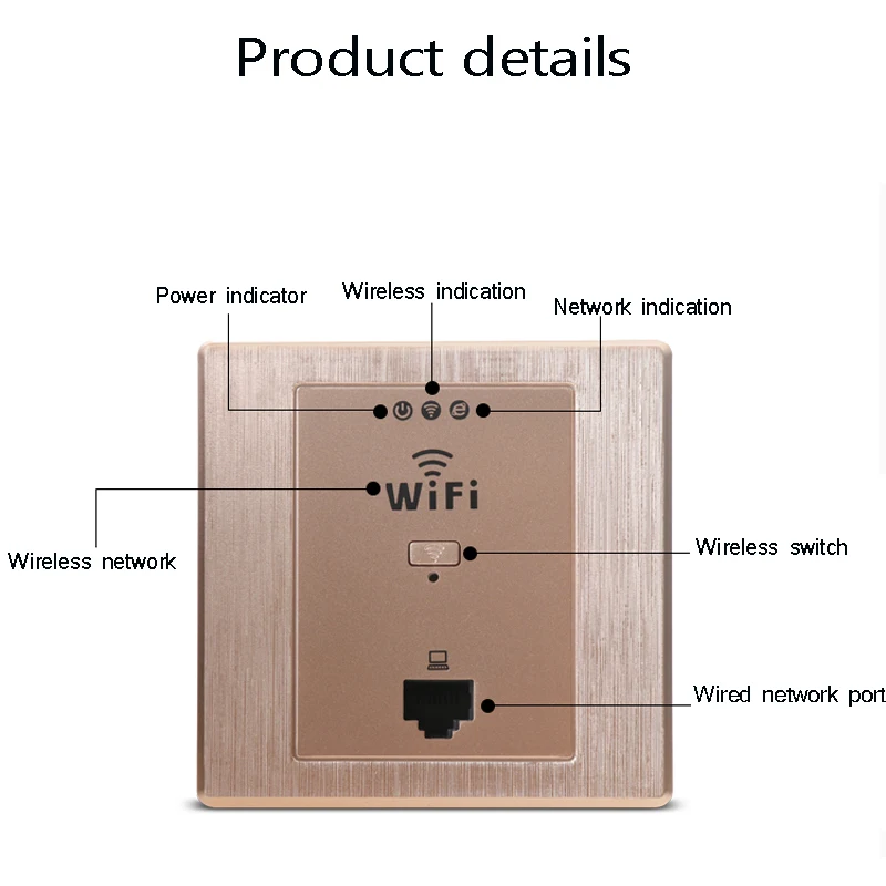 86 Type Wireless Panel AP Socket 220V Into The Wall Ap Router Hotel Wifi Cover Brushed Gold | Компьютеры и офис