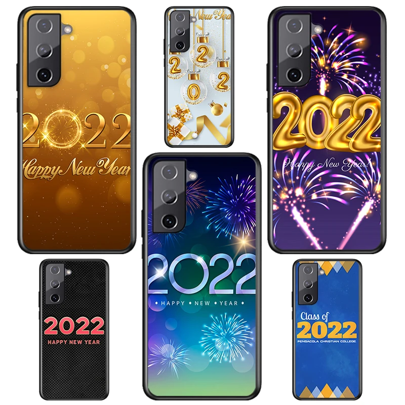 

Christmas happy New Year 2022 For Samsung S22 S21 S20 FE Ultra Pro Lite S10 5G S10E S9 S8 S7 S6 Edge Plus Black Phone Case