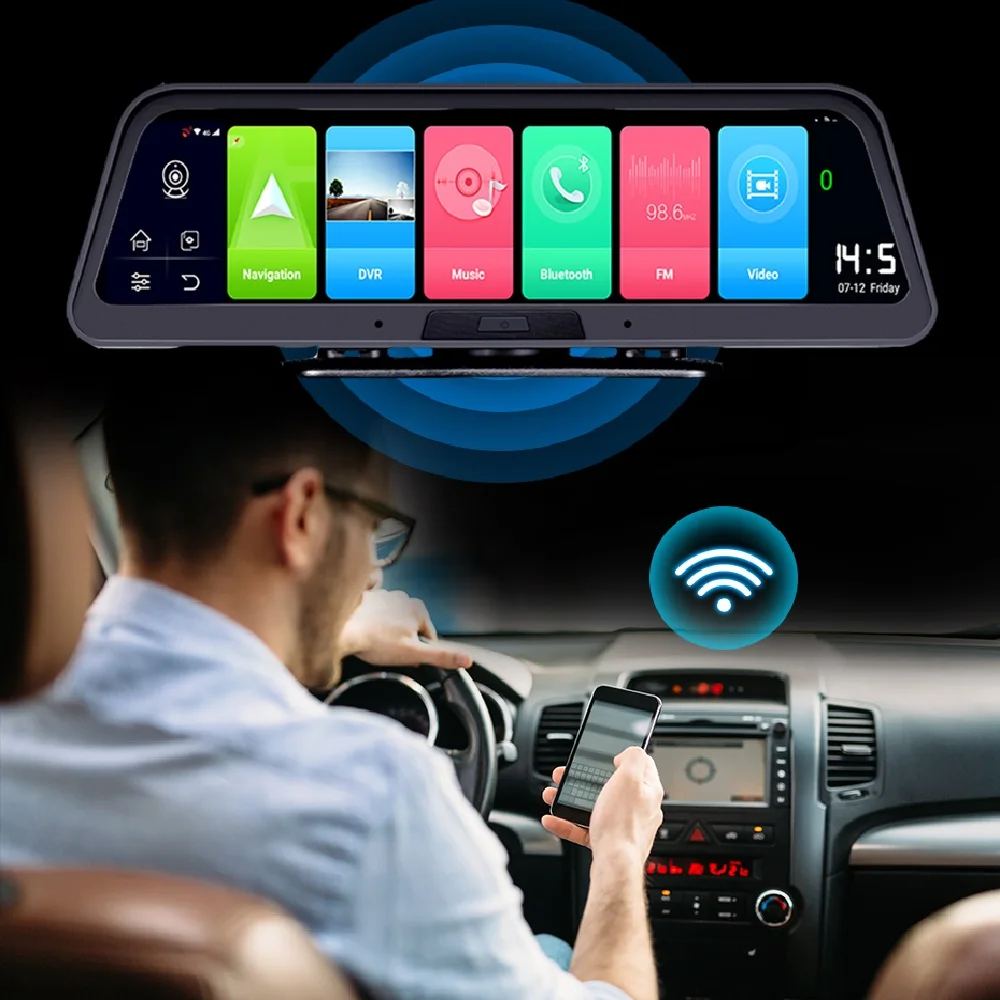 Автомобильный видеорегистратор 10 &quot 4G Android 8 1 ADAS с GPS навигацией FHD 1080P двойной
