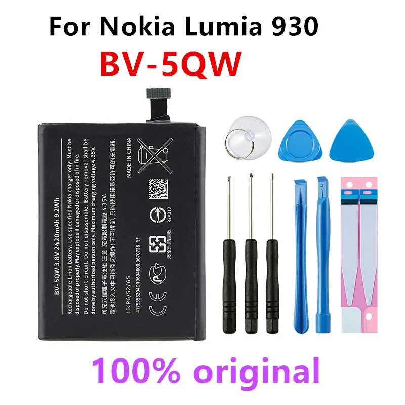 

Original BV-5QW 2420mAh Replacement Battery For Nokia Lumia 930 929 RM927 Lumia930 BV5QW Li-Polymer Batteries +Tools