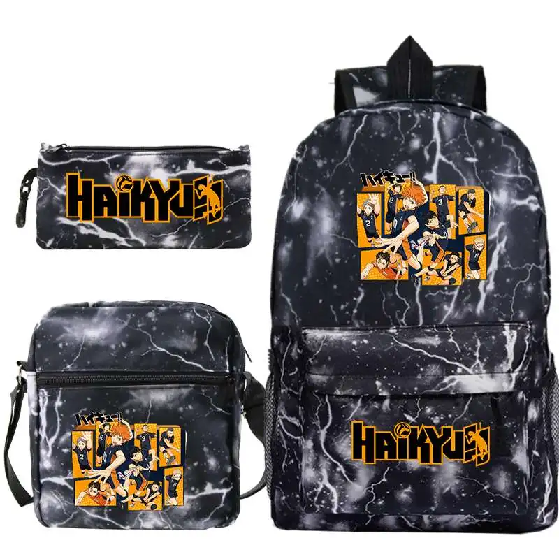 

Рюкзак с рисунком Аниме Haikyuu 3 шт./компл. для мальчиков и девочек, школьные сумки с рисунком из мультфильма, дорожный рюкзак для подростков, шк...