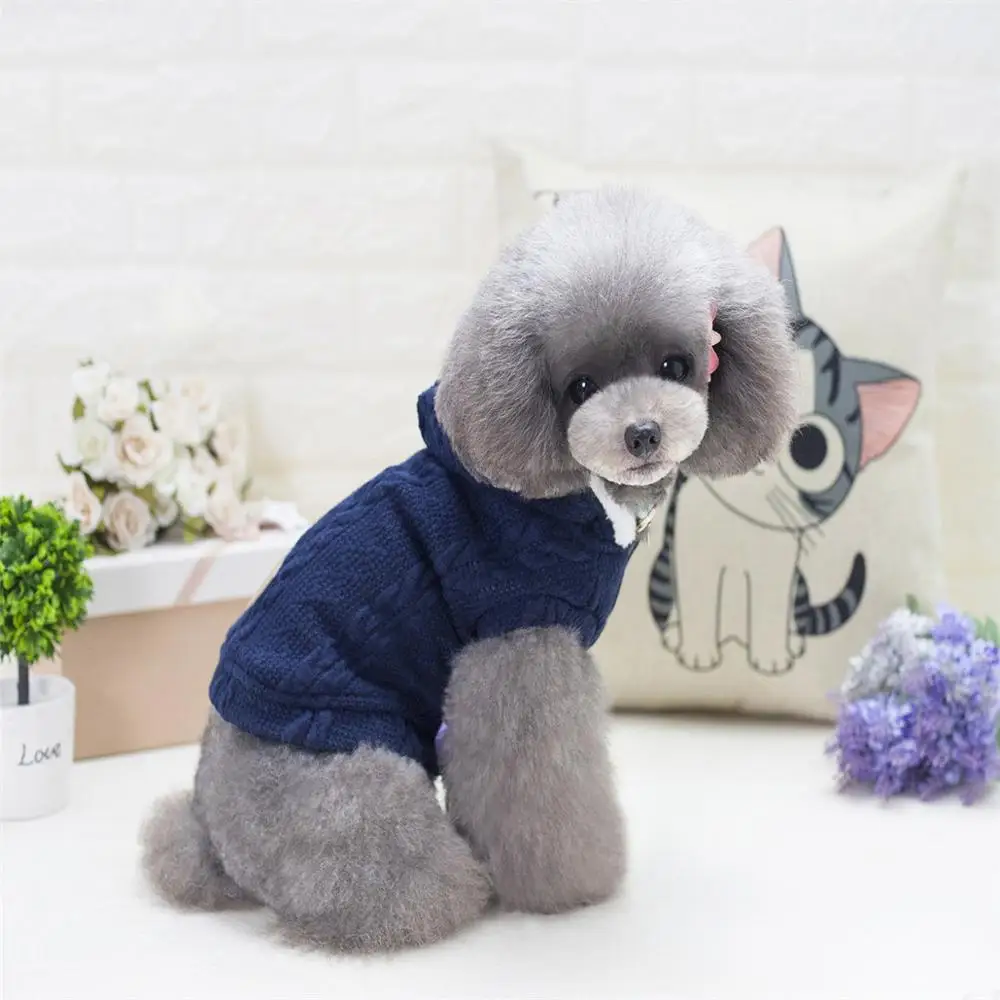 Зимняя одежда с принтом в виде собак Уютная теплая Pet куртки для собак модные разноцветный Хлопковый вязаный свитер со щенком куртка прекрасный Чихуахуа Одежда