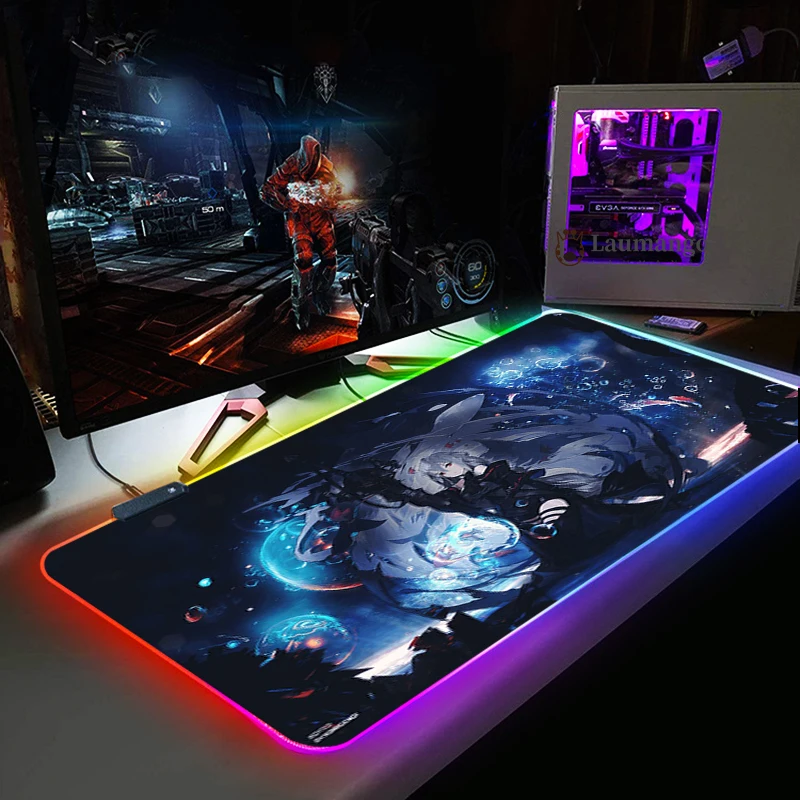 

arknights Gaming Mouse Pad Locking Edge Gamer rug keyboard for computers RGB Backlight Pad Mause XXL for Desktop Mat Backlit mat