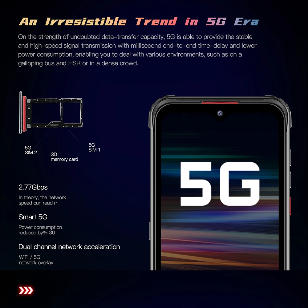 HOTWAV CYBER 7 5G Global Version Waterproof Android 11.0 Smartphone 8GB 128GB 6.3 Inch 8280mAh 20MP Night Vision Camera