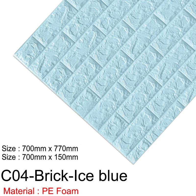 C04-Brick-Ice blue 3D наклейки на стену самоклеящиеся водонепроницаемые DIY декоративные обои 3D для спальни детской комнаты 3D кирпичные наклейки на стену гостиная - Цвет: C04-Brick-Ice blue