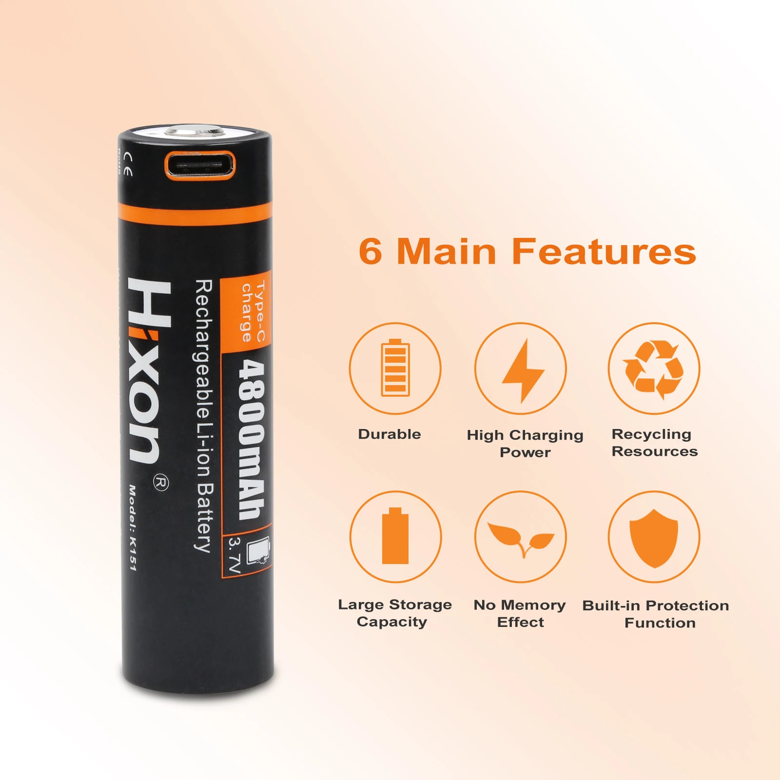 Литий-ионный аккумулятор Hixon сверхбольшая емкость 3 7 в USB 217000 4800 мАч для фонарика +