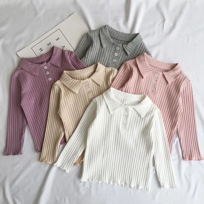 

Детская Хлопковая футболка на пуговицах, с отложным воротником