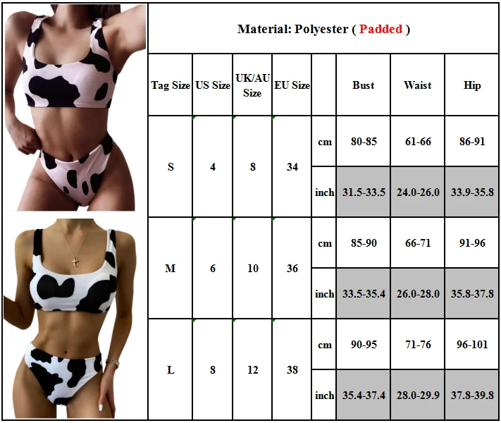 

Swimsuit Women Cows-Printed Padded Bikini Swimwear Summer Beach Swimsuit Bathing Suit