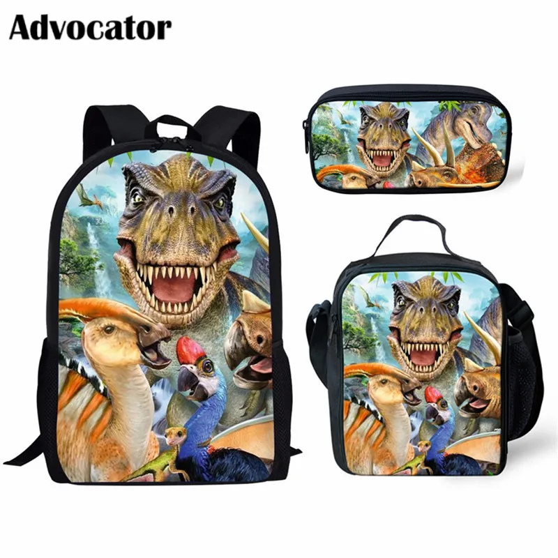 3 шт./компл., школьный рюкзак с принтом динозавра для подростков