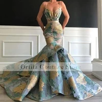 spaghetti straps mermaid prom dress 2021 appliques lace formal occasion party gowns custom size wedding party gowns