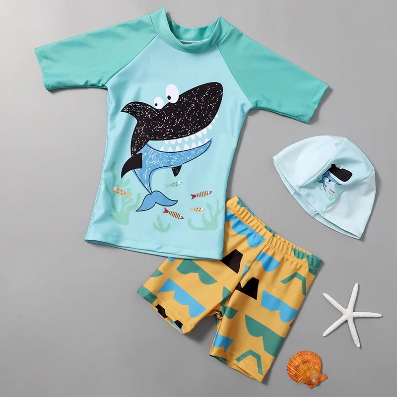 Новый купальник для мальчиков детский с мультяшным принтом UPF50 купальный костюм