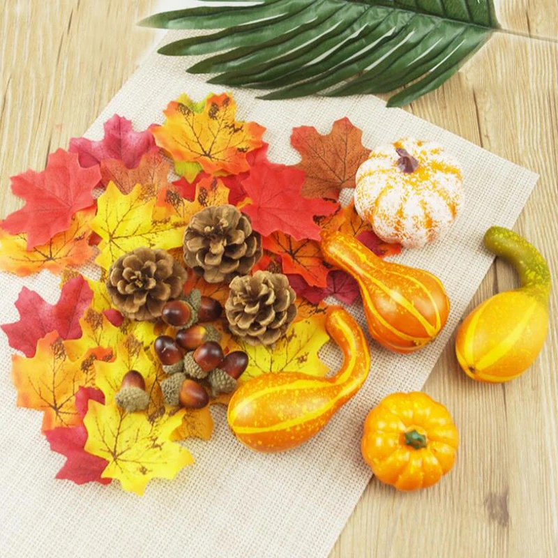 

Halloween Artificial Pumpkins Maple Pine Cone Thanksgiving Day Home Party Decor DIY Craft Home Birthday Party Wedding Decoration