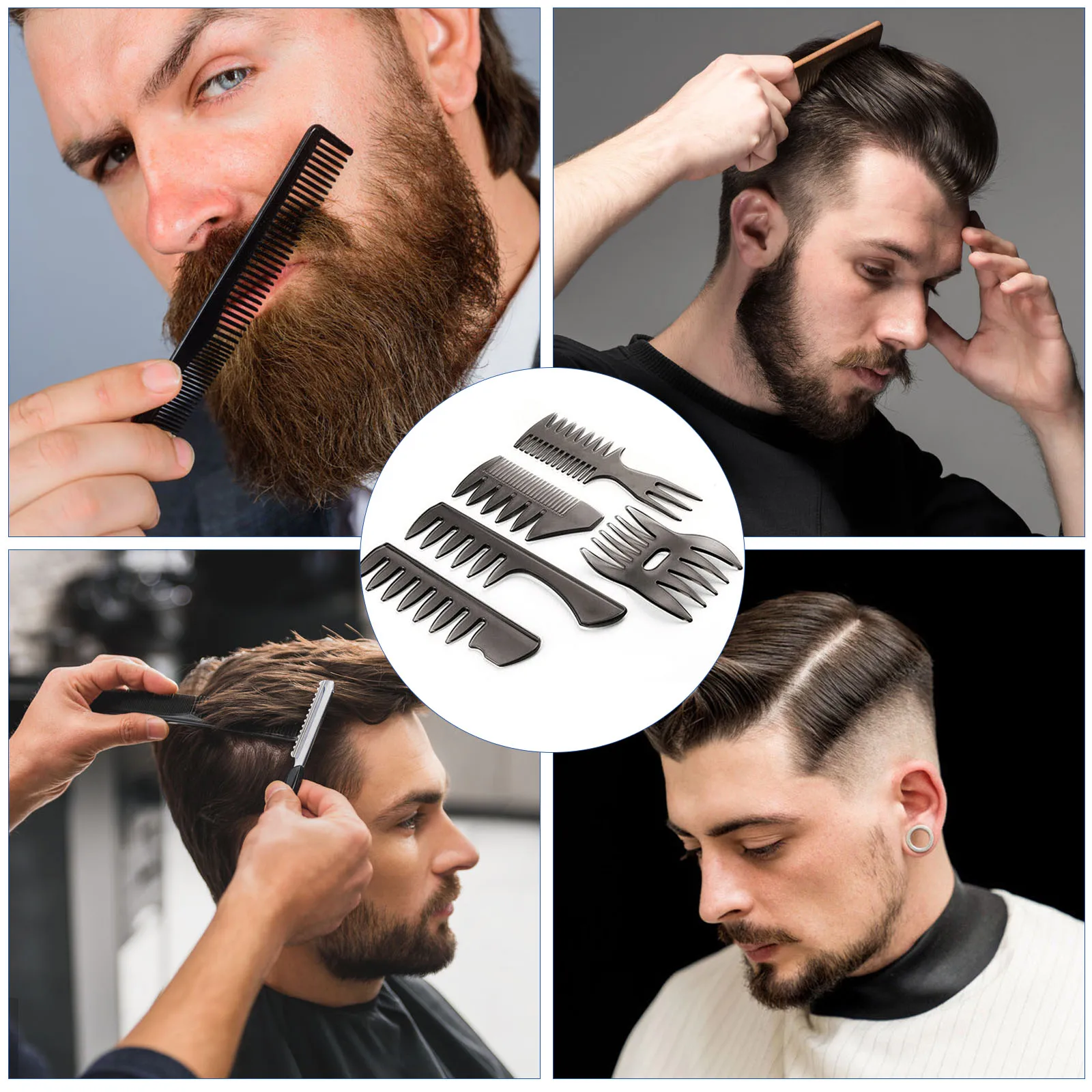 

Slick-back Quiff Grooming Pro Comb 5Pcs Men's Professional Hair Styling Comb ZGOOD
