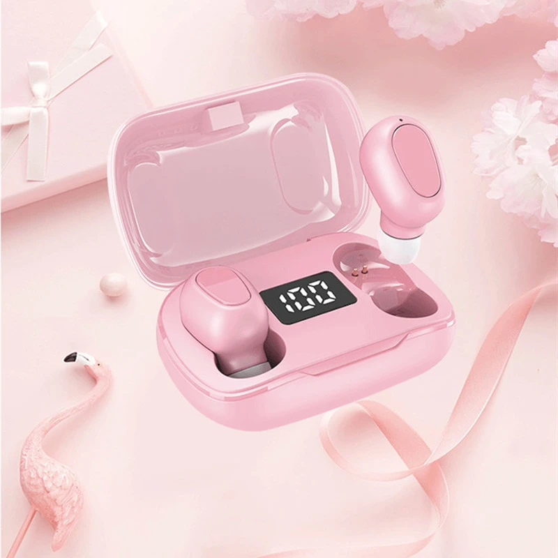 Модная Беспроводная мини-гарнитура розовые Bluetooth-наушники перезаряжаемые