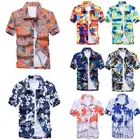Мужская Летняя Гавайская Классическая рубашка 2021, Повседневная пляжная Праздничная Цветочная блузка с короткими рукавами, футболки на пуговицах