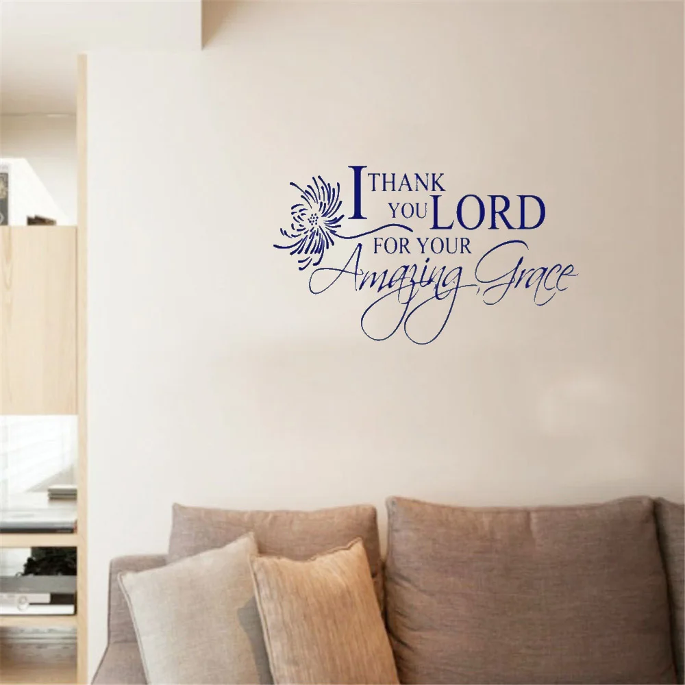 

I Thank You Lord Wall Sticker Amazing Grace Religious Inspirational Quotes Wall Decal Bible God Prayer Vinyl Decal DW8065