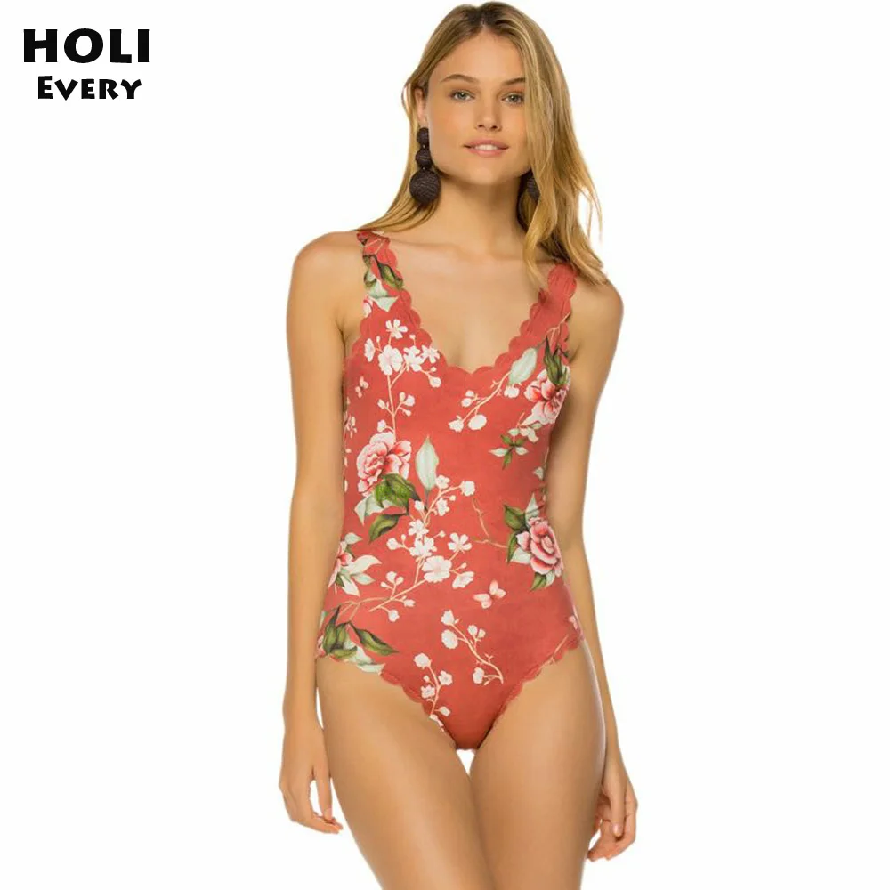 Желтый слитный купальник для женщин-подростков 2019 женский с цветочным рисунком