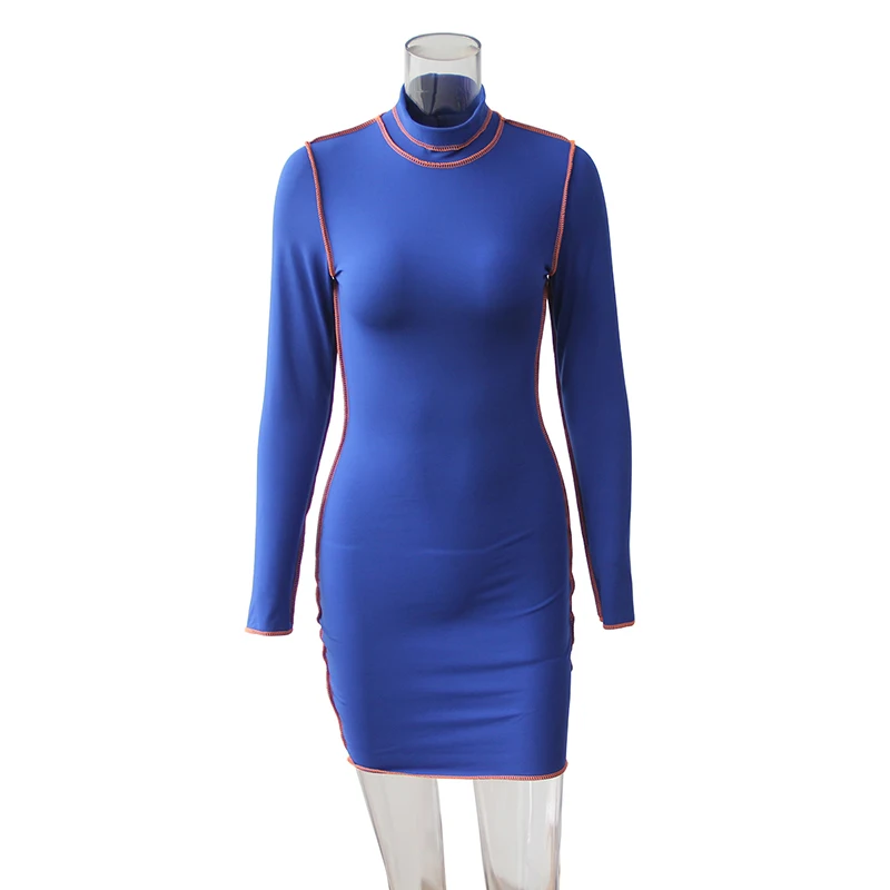 

Fashion Long Sleeve Round Neck Women's Dress Sexy Buttocks Tight Short Skirt 2021 Summer And Autumn Waist Slimming Dress Women