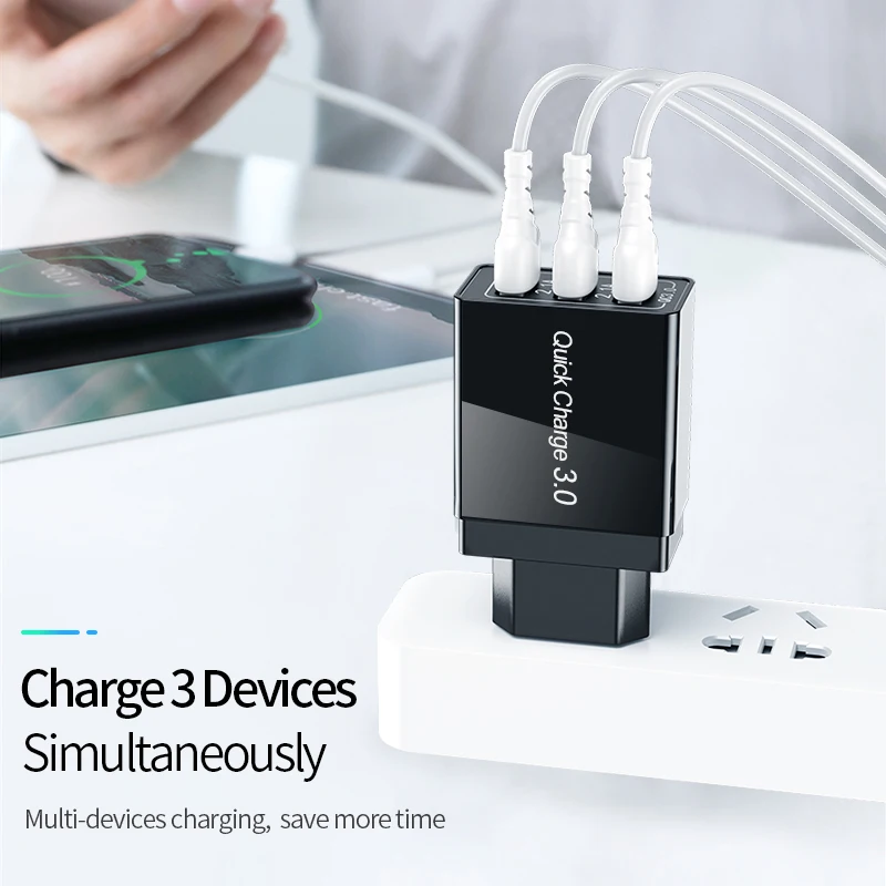 Универсальное зарядное устройство Udyr с 3 USB портами и поддержкой быстрой зарядки