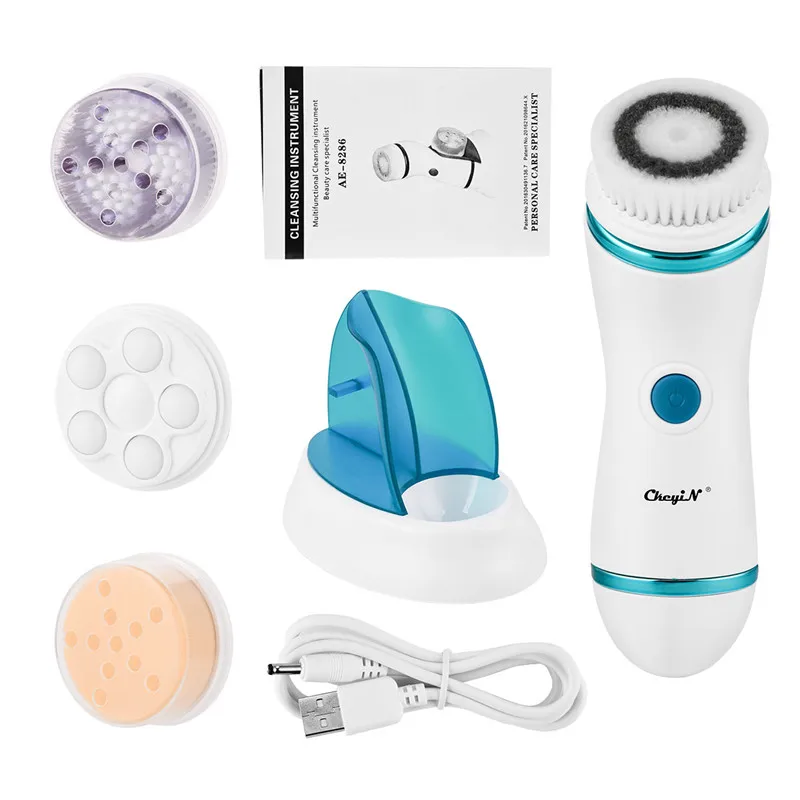 

4 In 1 Electric Facial Cleansing Brush Massage Pore Face Cleaning Device Skin Exfoliator Roller Face Brush Washing Machine