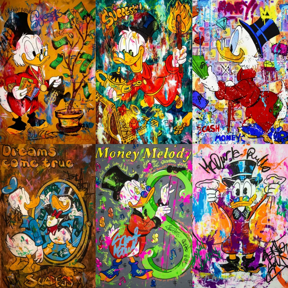 

Картина на холсте Disney, настенное искусство, деньги, жадный Дональд, Дак, аниме постеры и принты, картины для украшения гостиной, детской комн...
