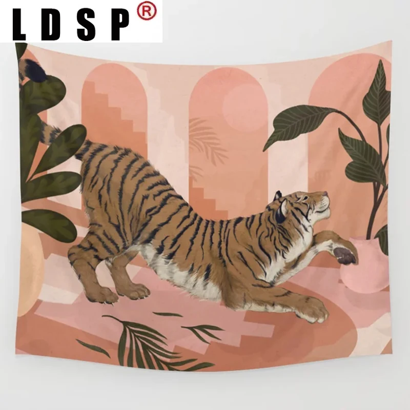 

LDSP Тигр айнмал мультфильм гобелен для спальни Настенное подвесное покрытие коврики фоновая ткань пляжный коврик одеяло искусство Спальня ...