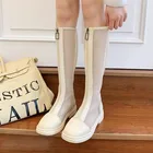 Новые модные женские сапоги до колена пикантные кружевные сапоги на квадратном каблуке с молнией Летние красивые сапоги дышащая женская обувь