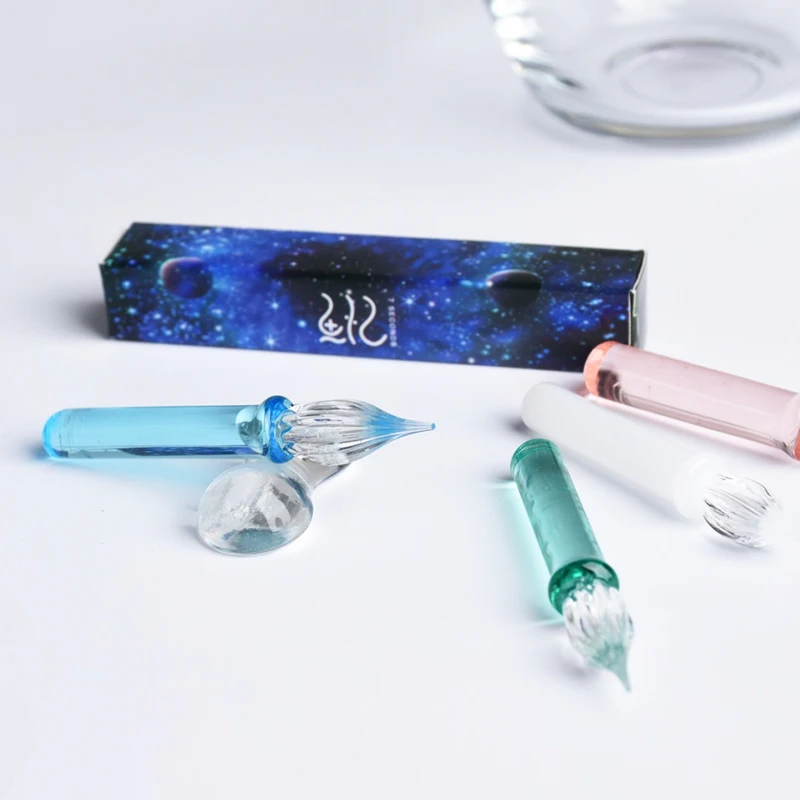 Мини каваи стеклянная перьевая ручка портативный 8 5 см милые ручки для цветных