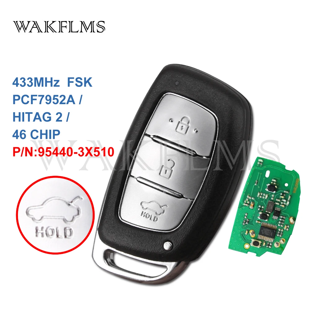 3 btns дистанционный умный Автомобильный ключ 433 МГц для HYUNDAI Verna с PCF7952A HITAG 2 46 чип